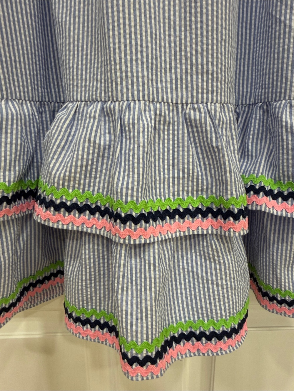 Sail to Sable *like new* Seersucker Dress with Pink & Green Trim Sz Medium - Picture 5 of 5